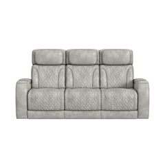 Prime Time Leather Gel Light Grey P3 Sofa with Dropdown Table - Ornate Home