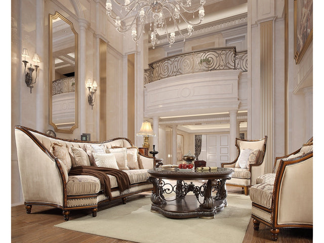 Priscilla Dark Oak 3pc Living Room Set  / HD-823 - Ornate Home