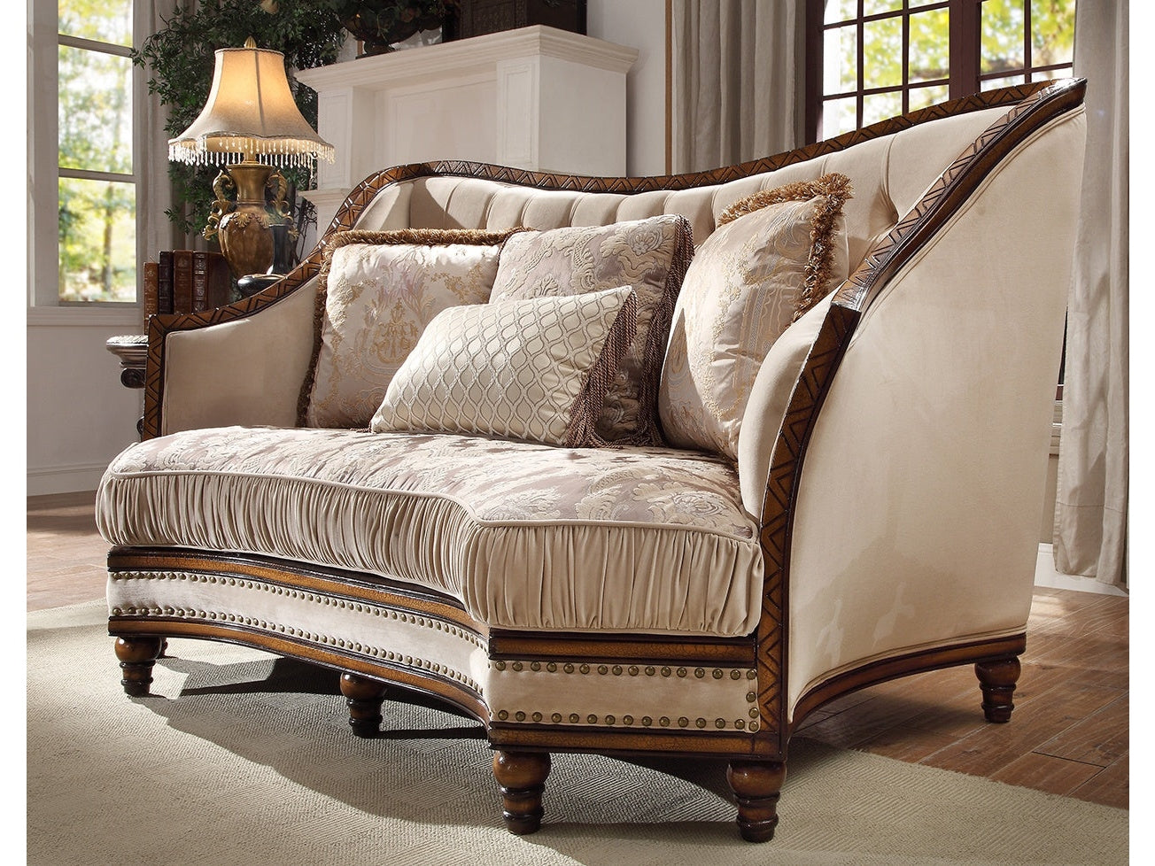 Priscilla Dark Oak Loveseat  / HD-823 - Ornate Home