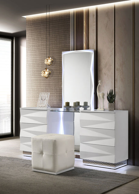 Prisma White Vanity Stool - Ornate Home