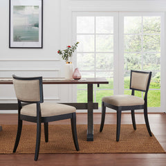 Pristine Beige Upholstered Fabric Dining Chairs (Set of 2) - Ornate Home