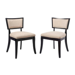Pristine Beige Upholstered Fabric Dining Chairs (Set of 2) - Ornate Home