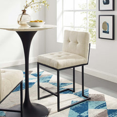 Privy Black/Beige Black Stainless Steel Upholstered Fabric Counter Stool - Ornate Home