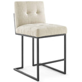 Privy Black/Beige Black Stainless Steel Upholstered Fabric Counter Stool - Ornate Home