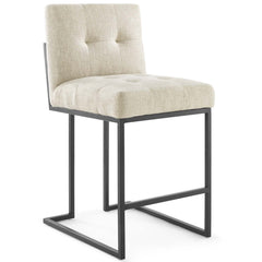 Privy Black/Beige Black Stainless Steel Upholstered Fabric Counter Stool - Ornate Home