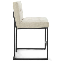 Privy Black/Beige Black Stainless Steel Upholstered Fabric Counter Stool - Ornate Home