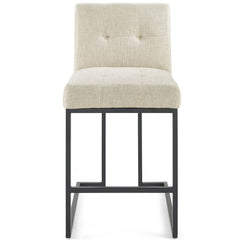 Privy Black/Beige Black Stainless Steel Upholstered Fabric Counter Stool - Ornate Home