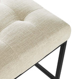 Privy Black/Beige Black Stainless Steel Upholstered Fabric Counter Stool - Ornate Home