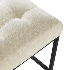 Privy Black/Beige Black Stainless Steel Upholstered Fabric Counter Stool - Ornate Home