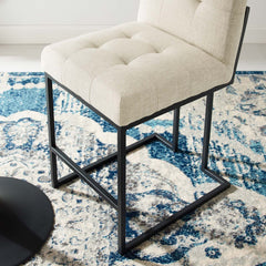 Privy Black/Beige Black Stainless Steel Upholstered Fabric Counter Stool - Ornate Home