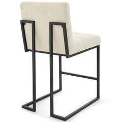 Privy Black/Beige Black Stainless Steel Upholstered Fabric Counter Stool (Set of 2) - Ornate Home