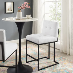 Privy Black/White Black Stainless Steel Upholstered Fabric Counter Stool - Ornate Home