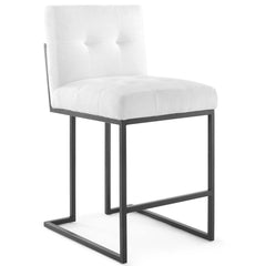 Privy Black/White Black Stainless Steel Upholstered Fabric Counter Stool - Ornate Home