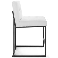 Privy Black/White Black Stainless Steel Upholstered Fabric Counter Stool - Ornate Home