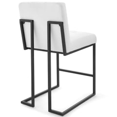 Privy Black/White Black Stainless Steel Upholstered Fabric Counter Stool - Ornate Home