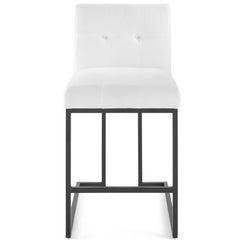 Privy Black/White Black Stainless Steel Upholstered Fabric Counter Stool - Ornate Home