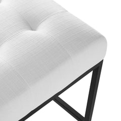 Privy Black/White Black Stainless Steel Upholstered Fabric Counter Stool - Ornate Home