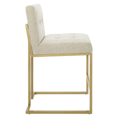 Privy Gold/Beige Gold Stainless Steel Upholstered Fabric Counter Stool - Ornate Home