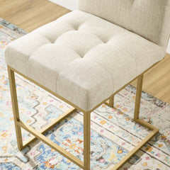 Privy Gold/Beige Gold Stainless Steel Upholstered Fabric Counter Stool - Ornate Home