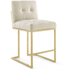 Privy Gold/Beige Gold Stainless Steel Upholstered Fabric Counter Stool (Set of 2) - Ornate Home