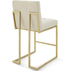 Privy Gold/Beige Gold Stainless Steel Upholstered Fabric Counter Stool (Set of 2) - Ornate Home