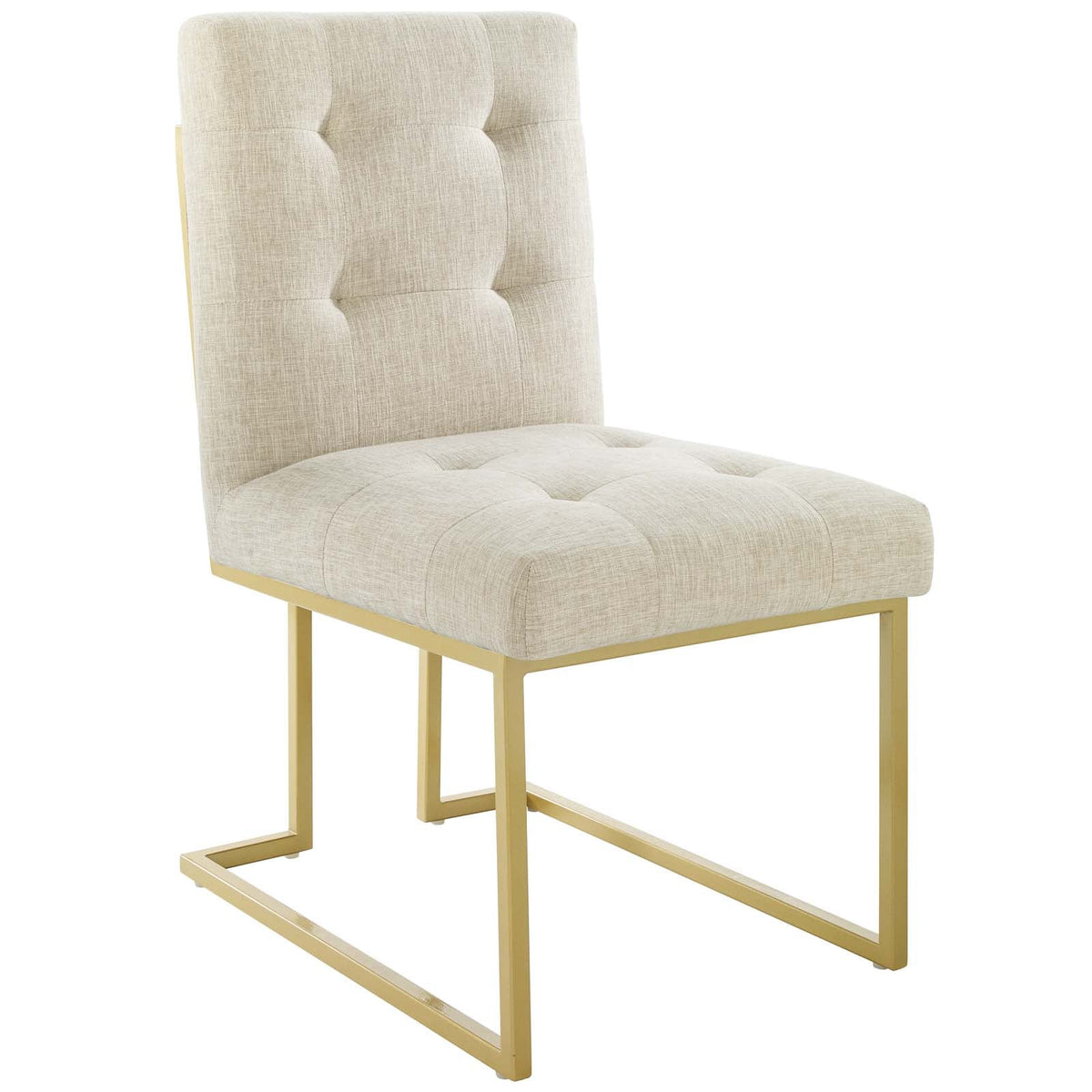 Privy Gold/Beige Gold Stainless Steel Upholstered Fabric Dining Accent Chair - Ornate Home