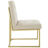 Privy Gold/Beige Gold Stainless Steel Upholstered Fabric Dining Accent Chair - Ornate Home