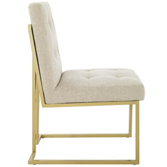 Privy Gold/Beige Gold Stainless Steel Upholstered Fabric Dining Accent Chair - Ornate Home