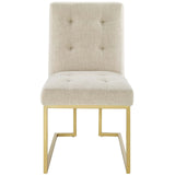 Privy Gold/Beige Gold Stainless Steel Upholstered Fabric Dining Accent Chair - Ornate Home