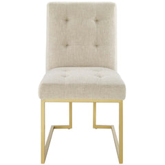 Privy Gold/Beige Gold Stainless Steel Upholstered Fabric Dining Accent Chair - Ornate Home