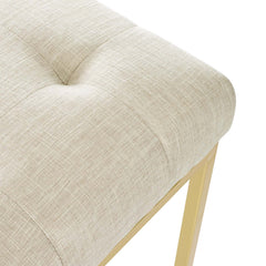 Privy Gold/Beige Gold Stainless Steel Upholstered Fabric Dining Accent Chair - Ornate Home