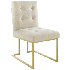 Privy Gold/Beige Gold Stainless Steel Upholstered Fabric Dining Accent Chair (Set of 2) - Ornate Home