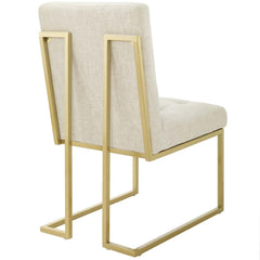 Privy Gold/Beige Gold Stainless Steel Upholstered Fabric Dining Accent Chair (Set of 2) - Ornate Home