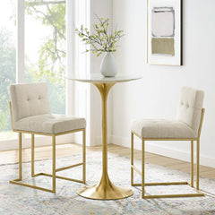Privy Gold/Beige Upholstered Fabric Counter Stool (Set of 2) - Ornate Home