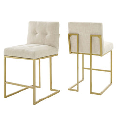 Privy Gold/Beige Upholstered Fabric Counter Stool (Set of 2) - Ornate Home