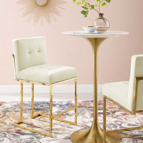 Privy Gold/Ivory Gold Stainless Steel Performance Velvet Counter Stool - Ornate Home