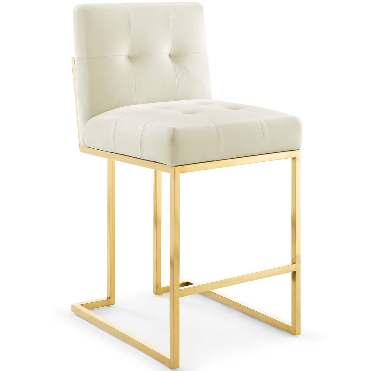 Privy Gold/Ivory Gold Stainless Steel Performance Velvet Counter Stool - Ornate Home