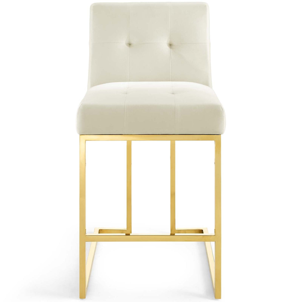 Privy Gold/Ivory Gold Stainless Steel Performance Velvet Counter Stool - Ornate Home