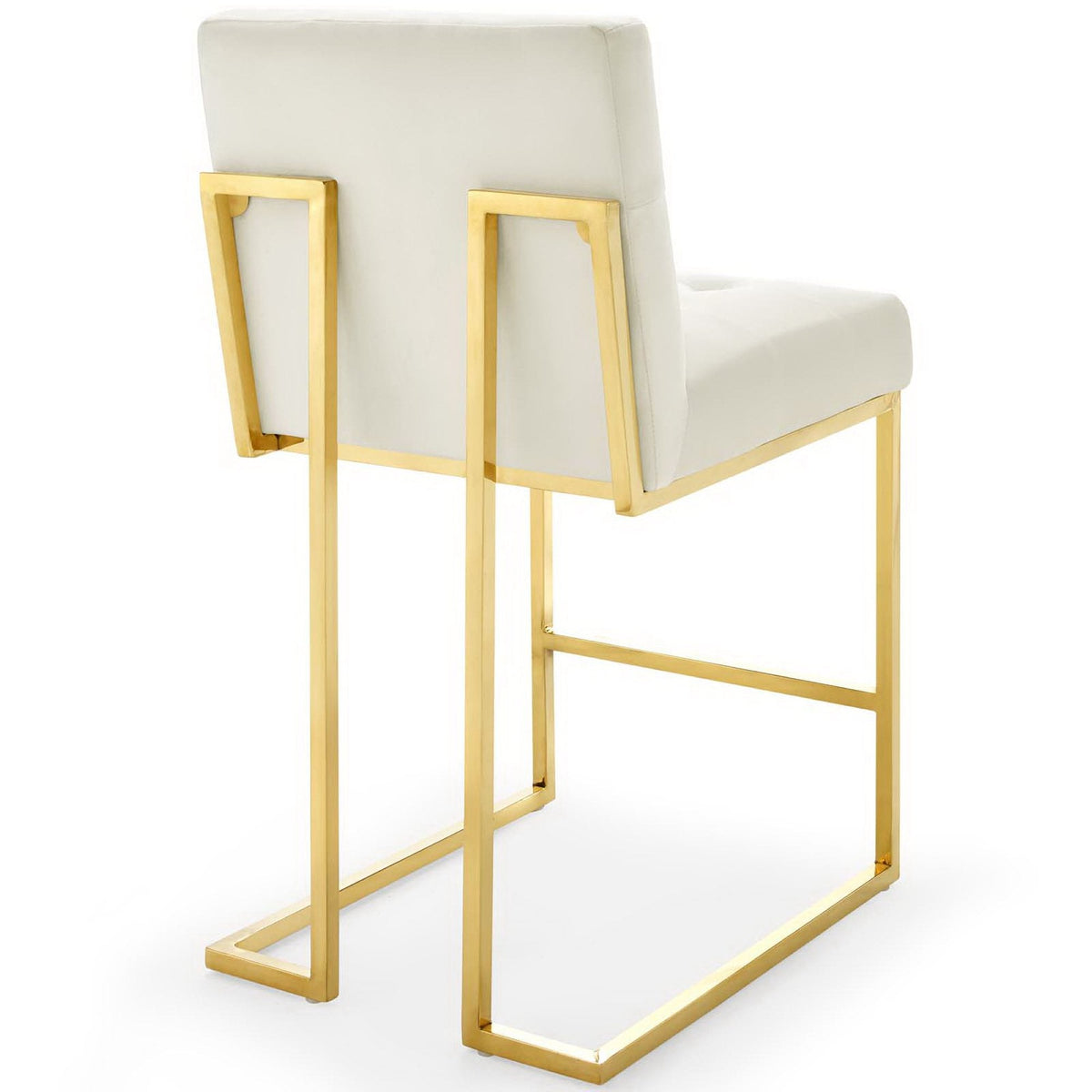 Privy Gold/Ivory Gold Stainless Steel Performance Velvet Counter Stool (Set of 2) - Ornate Home