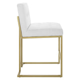 Privy Gold/White Gold Stainless Steel Upholstered Fabric Counter Stool - Ornate Home