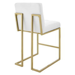 Privy Gold/White Gold Stainless Steel Upholstered Fabric Counter Stool - Ornate Home