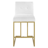 Privy Gold/White Gold Stainless Steel Upholstered Fabric Counter Stool - Ornate Home