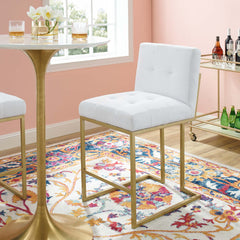 Privy Gold/White Gold Stainless Steel Upholstered Fabric Counter Stool - Ornate Home