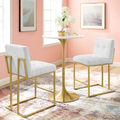 Privy Gold/White Gold Stainless Steel Upholstered Fabric Counter Stool (Set of 2) - Ornate Home
