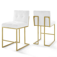 Privy Gold/White Gold Stainless Steel Upholstered Fabric Counter Stool (Set of 2) - Ornate Home