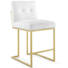 Privy Gold/White Gold Stainless Steel Upholstered Fabric Counter Stool (Set of 2) - Ornate Home