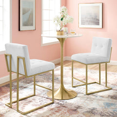 Privy Gold/White Upholstered Fabric Counter Stool (Set of 2) - Ornate Home