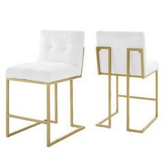 Privy Gold/White Upholstered Fabric Counter Stool (Set of 2) - Ornate Home