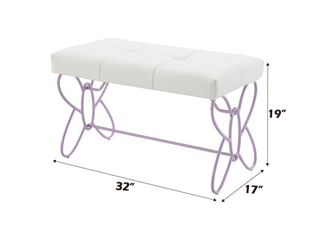 Priya II White & Light Purple Bench - Ornate Home