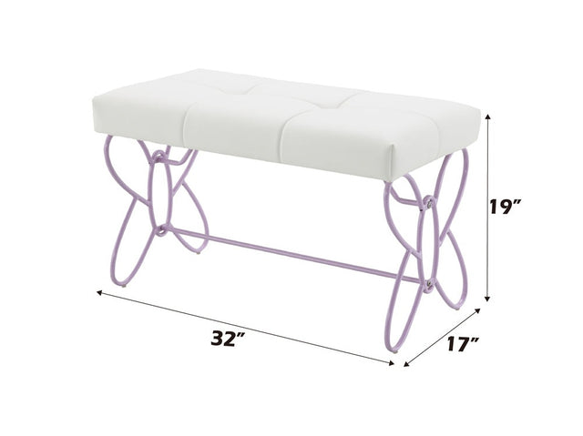 Priya II White & Light Purple Bench - Ornate Home